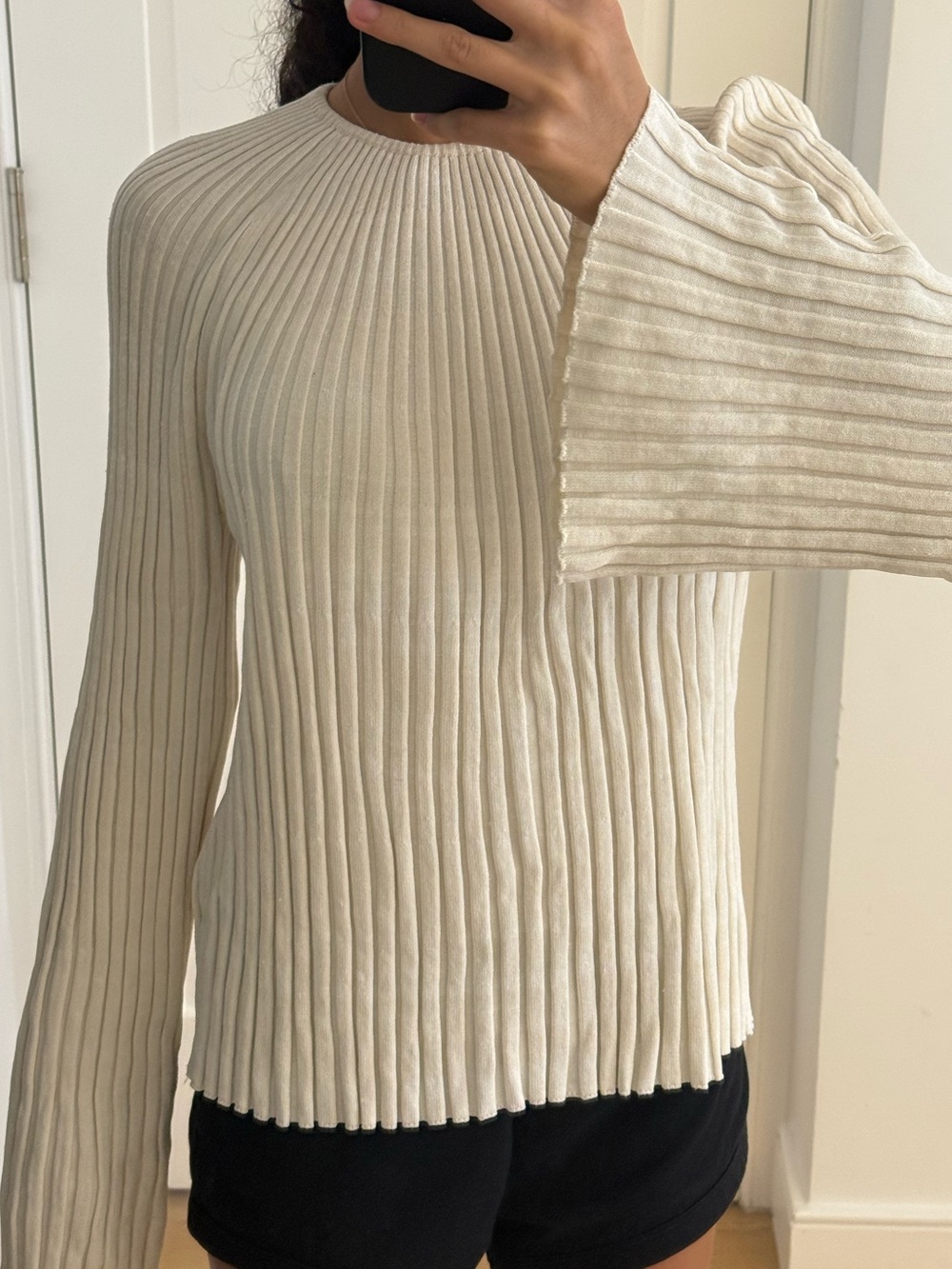 Loulou Studio Ribbed Crewneck Sweater in white